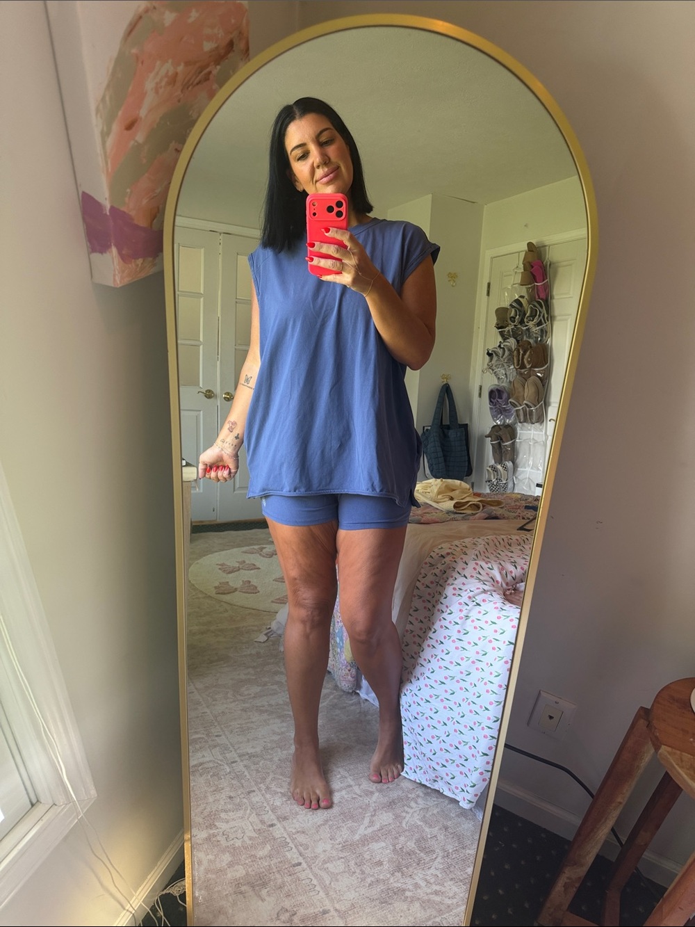Cozy Blue Sleeveless Lounge Top & Shorts Set